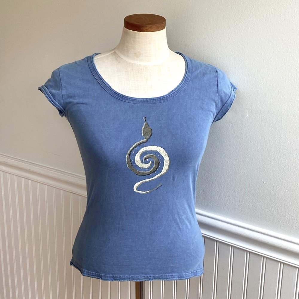 Women’s Handmade Snake with Rhinestone Cap Sleeve shirt